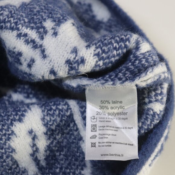 Berthie Blue White Sweater Floral Jacquard Knit Size 4 - Picture 8 of 10